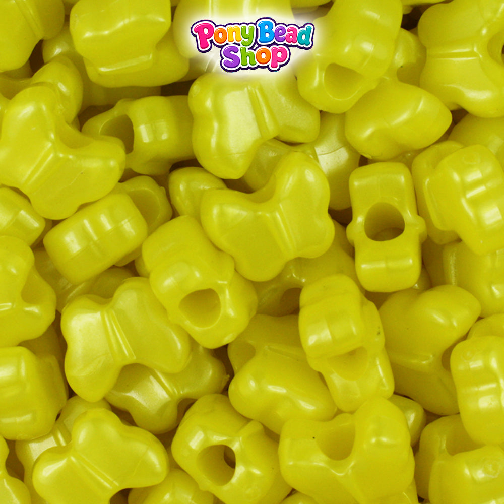 Yellow Pearl 13mm Butterfly Plastic Pony Beads (250pcs)
