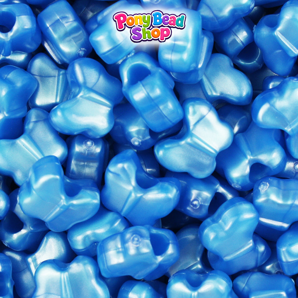 Dark Blue Pearl 13mm Butterfly Plastic Pony Beads (250pcs)