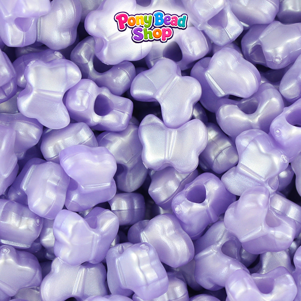 Light Purple Pearl 13mm Butterfly Plastic Pony Beads (250pcs)
