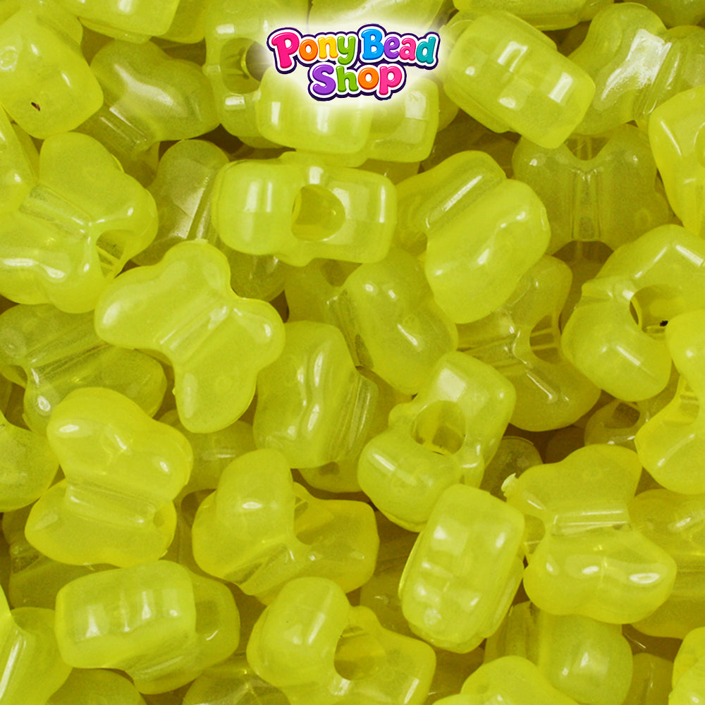 Yellow Glow 13mm Butterfly Plastic Pony Beads (250pcs)