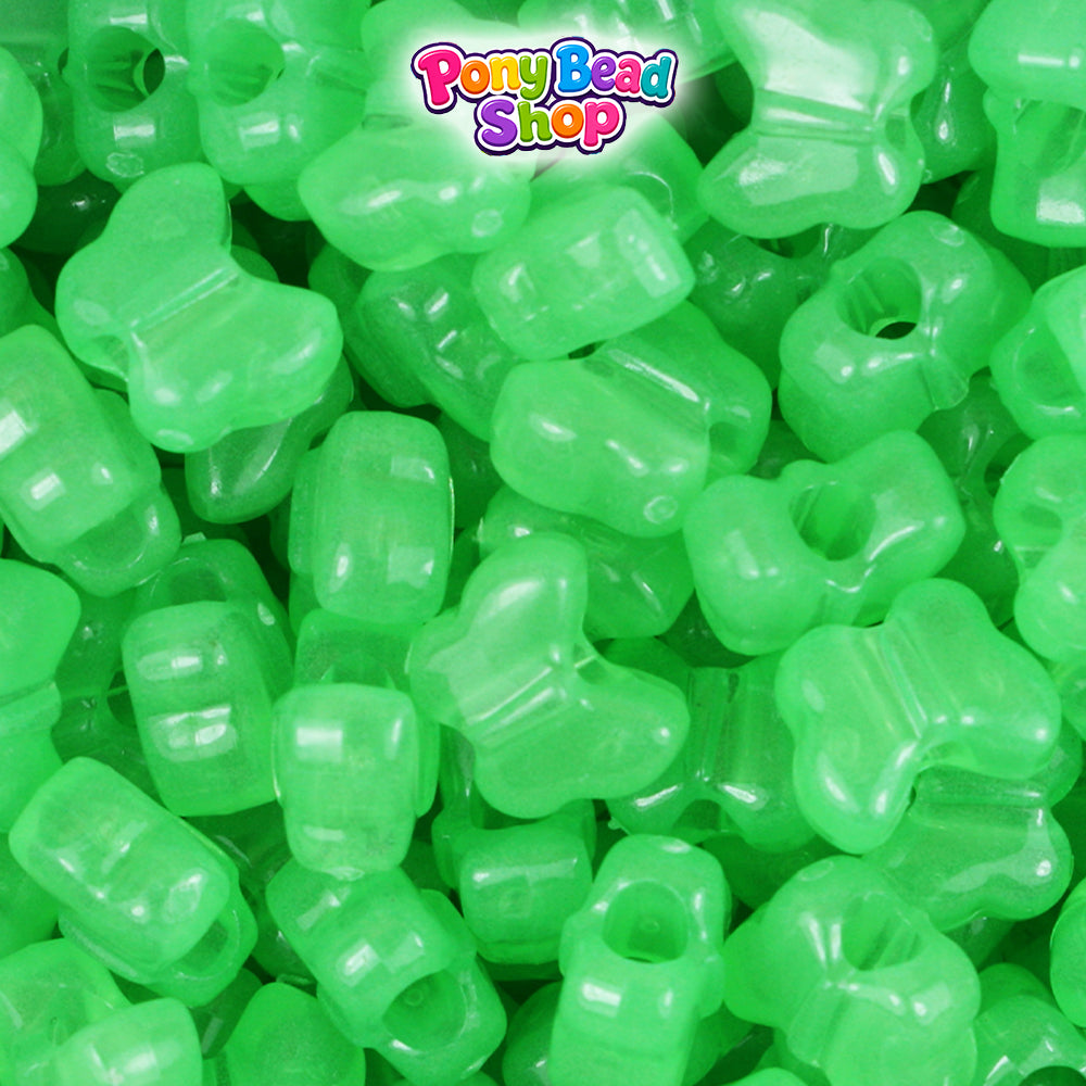 Green Glow 13mm Butterfly Plastic Pony Beads (250pcs)