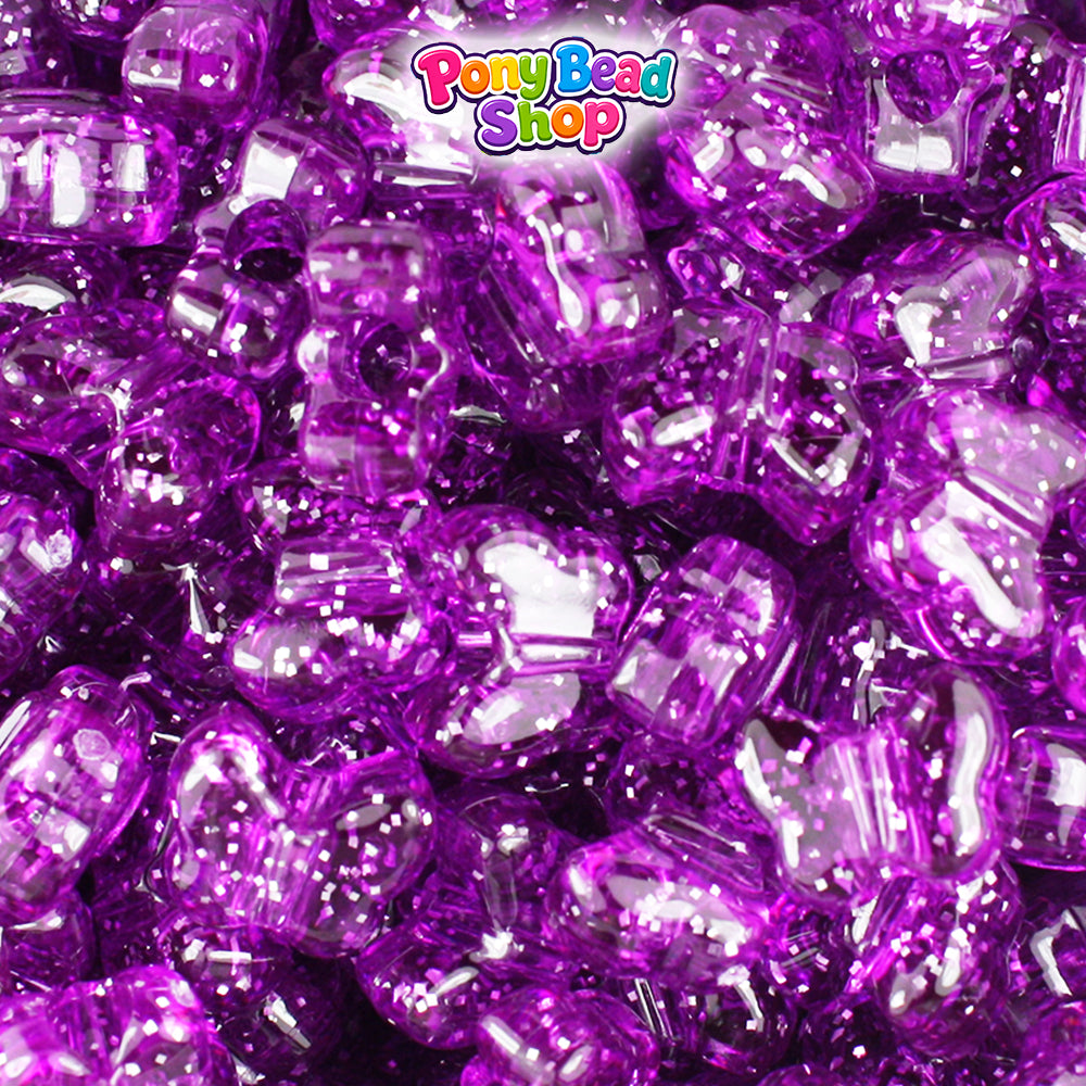 Lilac Sparkle 13mm Butterfly Plastic Pony Beads (250pcs)