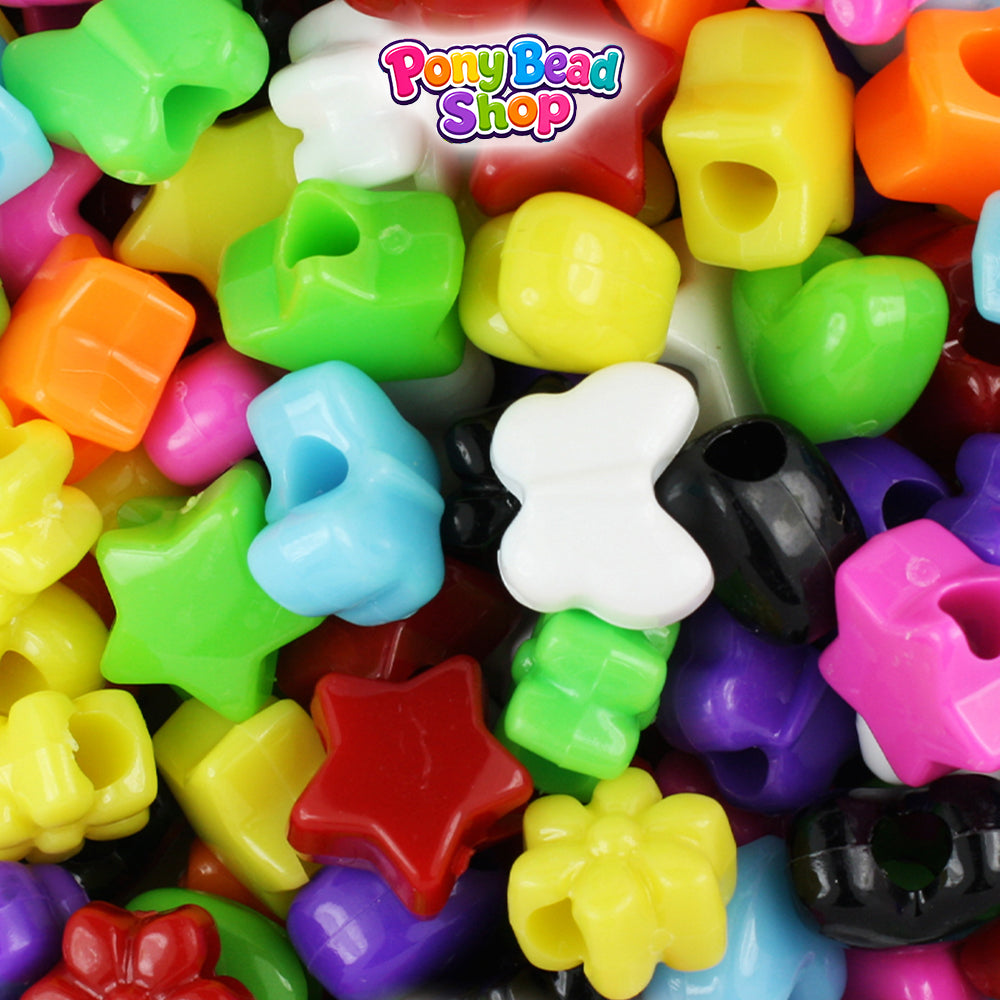 Opaque Mix Small Shape Mix Plastic Pony Beads (4oz)