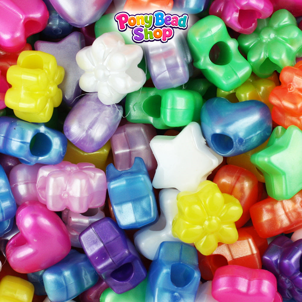 Pearl Mix Small Shape Mix Plastic Pony Beads (4oz)