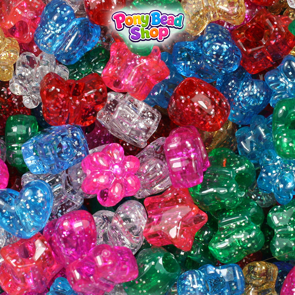 Classic Sparkle Mix Small Shape Mix Plastic Pony Beads (4oz)