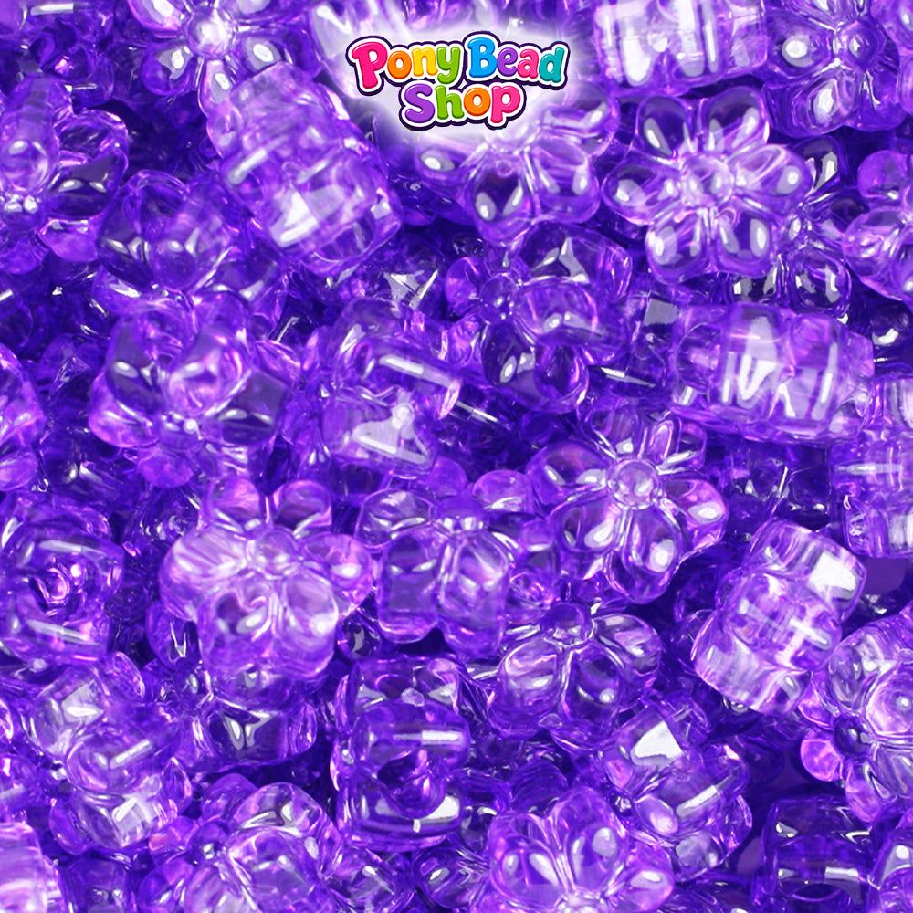 Amethyst Transparent 12mm Flower Plastic Pony Beads (250pcs)