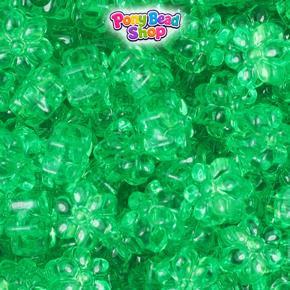 Mint Transparent 12mm Flower Plastic Pony Beads (250pcs)