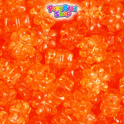 Orange Transparent 12mm Flower Plastic Pony Beads (250pcs)