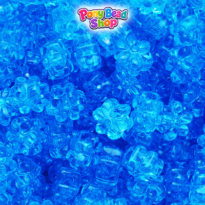 Turquoise Transparent 12mm Flower Plastic Pony Beads (250pcs)