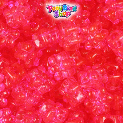 Hot Pink Transparent 12mm Flower Plastic Pony Beads (250pcs)