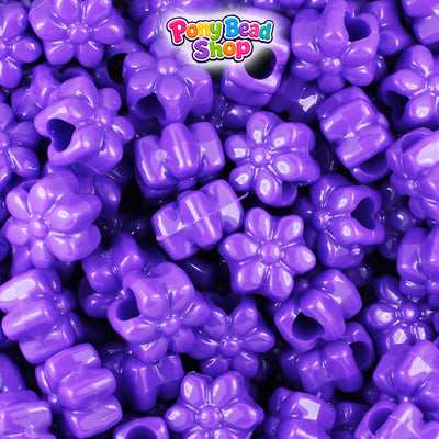 Dark Lilac Opaque 12mm Flower Plastic Pony Beads (250pcs)