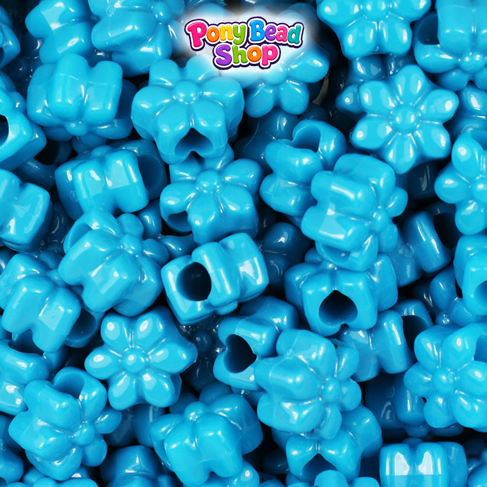 Dark Turquoise Opaque 12mm Flower Plastic Pony Beads (250pcs)