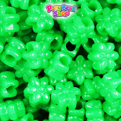 Grasshopper Neon Bright 12mm Flower Plastic Pony Beads (250pcs)