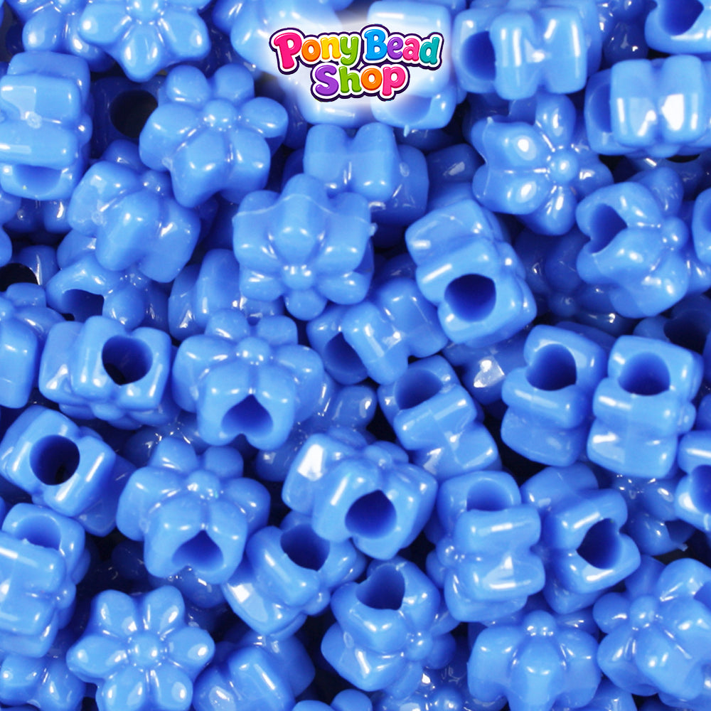 Periwinkle Opaque 12mm Flower Plastic Pony Beads (250pcs)