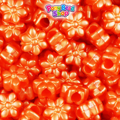 Orange Pearl 12mm Flower Plastic Pony Beads (250pcs)