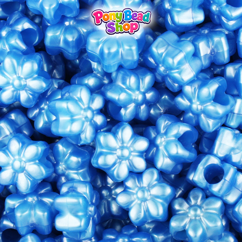 Dark Blue Pearl 12mm Flower Plastic Pony Beads (250pcs)