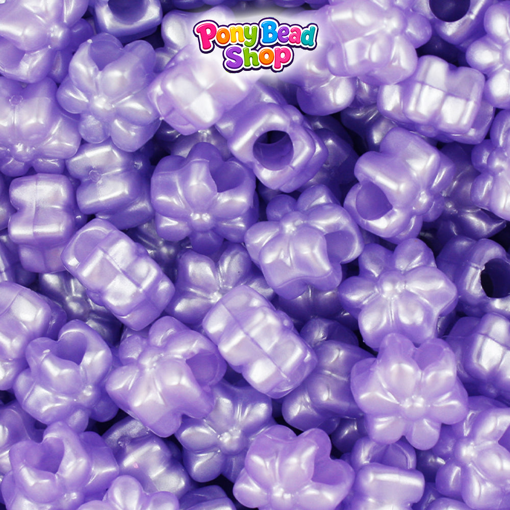 Light Purple Pearl 12mm Flower Plastic Pony Beads (250pcs)