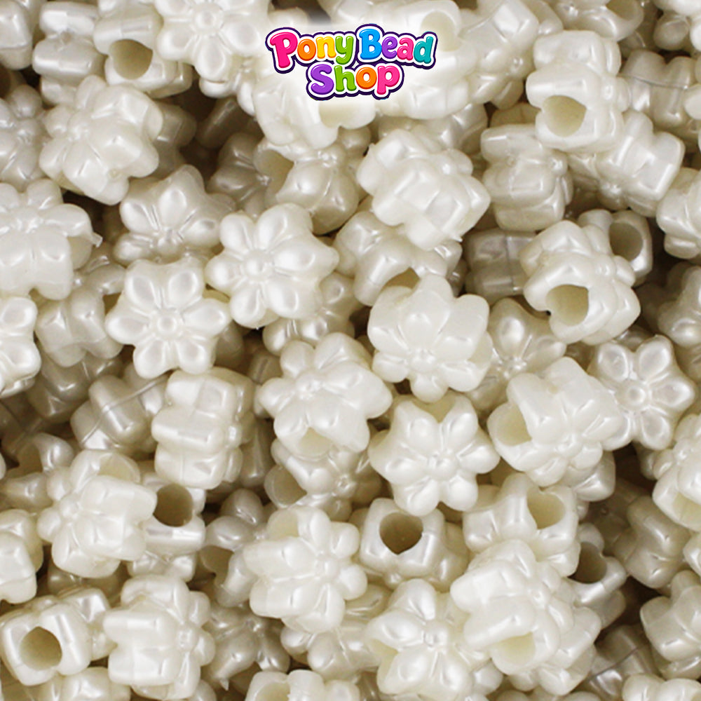 Bridal Pearl 12mm Flower Plastic Pony Beads (250pcs)