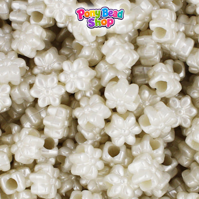 Bridal Pearl 12mm Flower Plastic Pony Beads (250pcs)