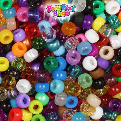 Randomly Mixed 6.5mm Mini Barrel Plastic Pony Beads (1000pcs)