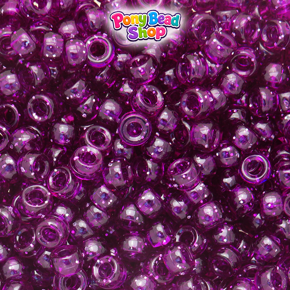 Dark Amethyst Sparkle 6.5mm Mini Barrel Plastic Pony Beads (1000pcs)