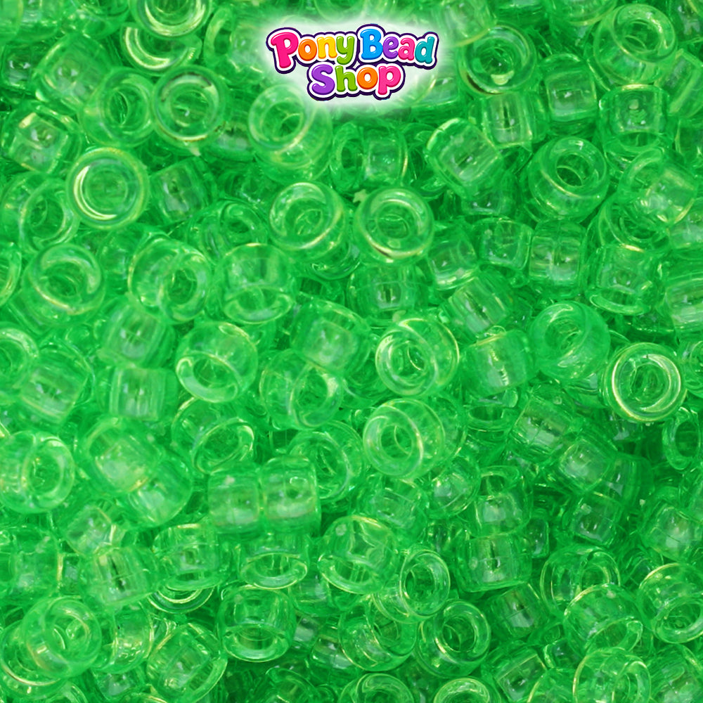 Lime Transparent 6.5mm Mini Barrel Plastic Pony Beads (1000pcs)