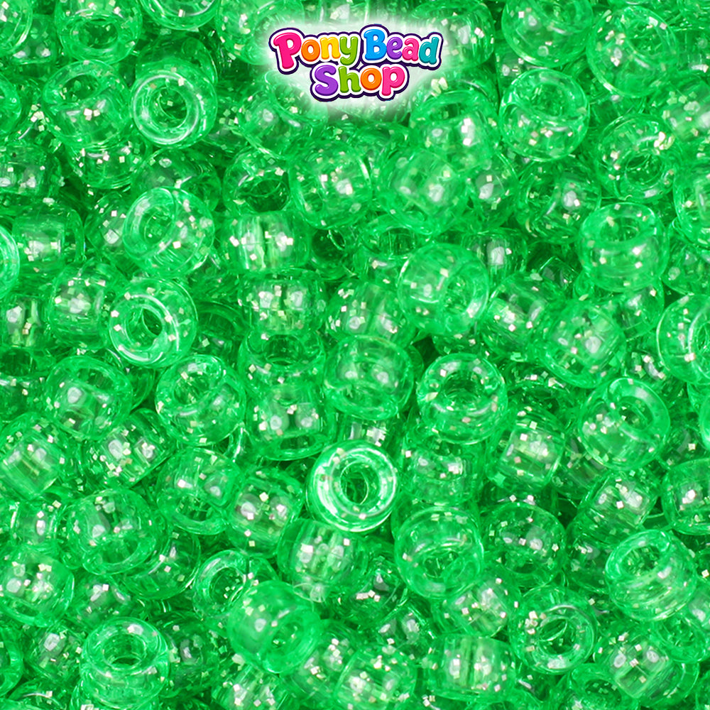Mint Sparkle 6.5mm Mini Barrel Plastic Pony Beads (1000pcs)