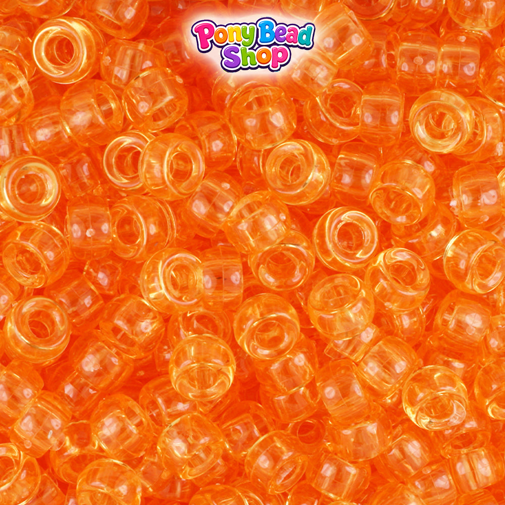 Orange Transparent 6.5mm Mini Barrel Plastic Pony Beads (1000pcs)