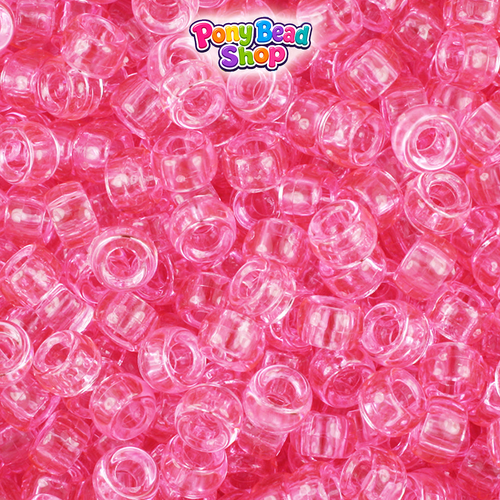 Pink Transparent 6.5mm Mini Barrel Plastic Pony Beads (1000pcs)