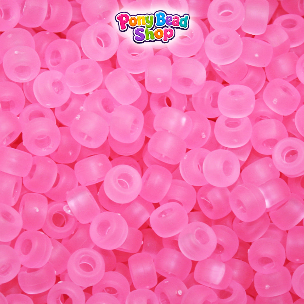 Pink Frosted 6.5mm Mini Barrel Plastic Pony Beads (1000pcs)