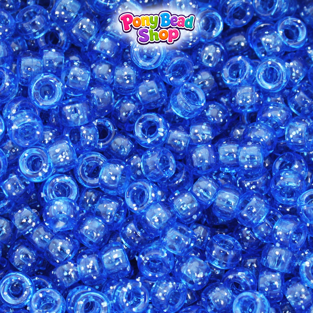 Dark Sapphire Sparkle 6.5mm Mini Barrel Plastic Pony Beads (1000pcs)