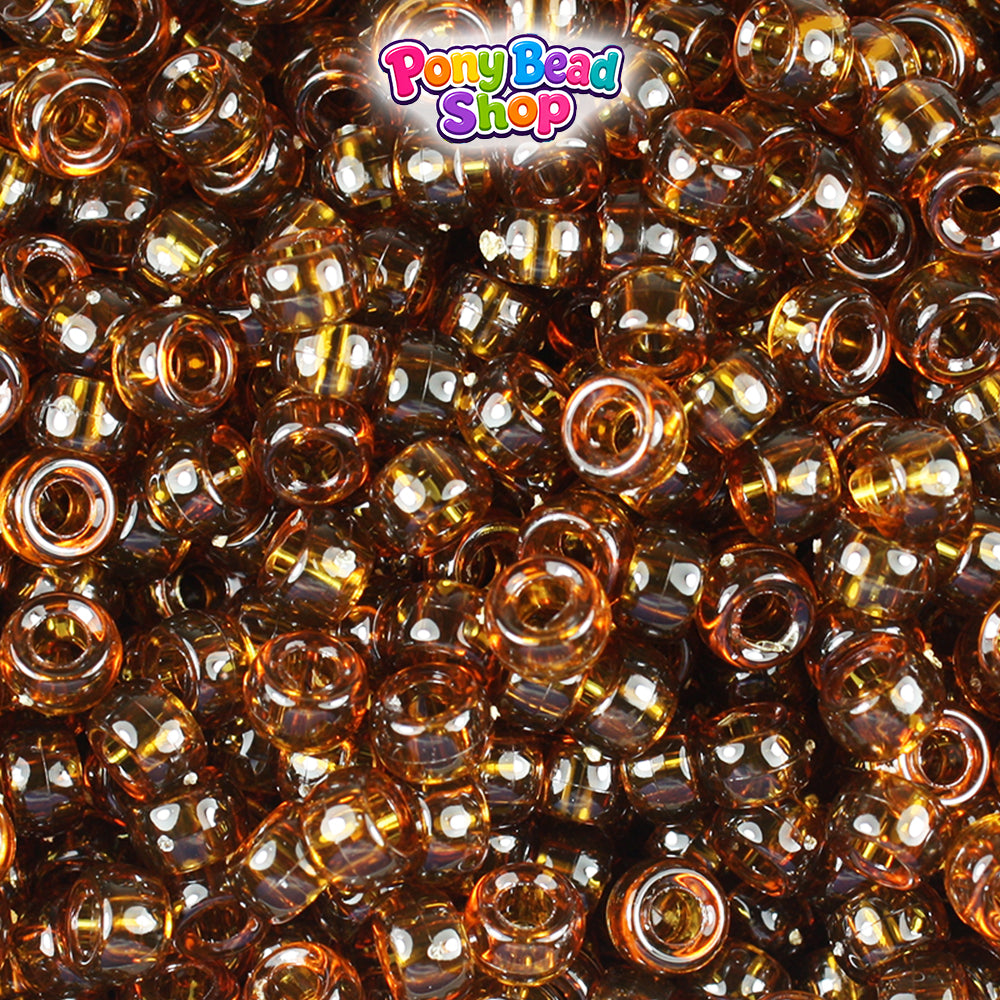 Dark Topaz Transparent 6.5mm Mini Barrel Plastic Pony Beads (1000pcs)
