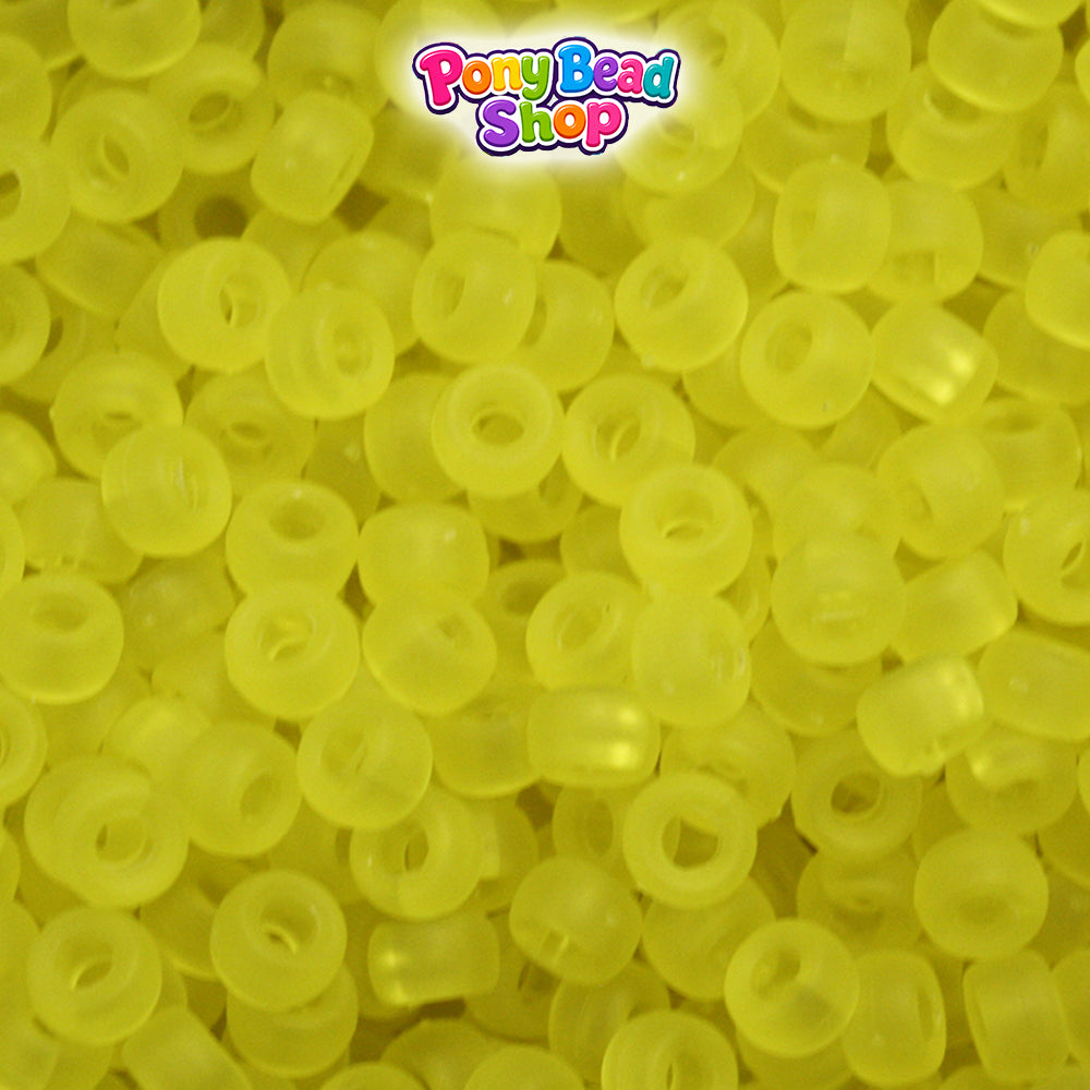 Yellow Frosted 6.5mm Mini Barrel Plastic Pony Beads (1000pcs)