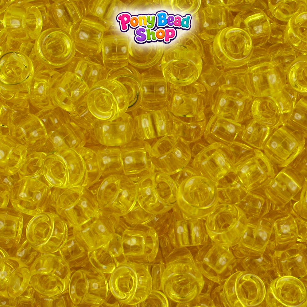 Dark Yellow Transparent 6.5mm Mini Barrel Plastic Pony Beads (1000pcs)