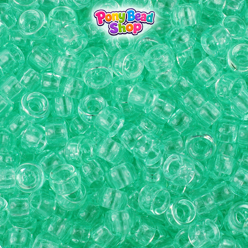 Green Aqua Transparent 6.5mm Mini Barrel Plastic Pony Beads (1000pcs)