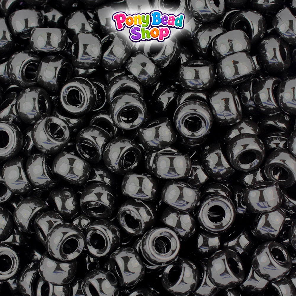 Black Opaque 6.5mm Mini Barrel Plastic Pony Beads (1000pcs)