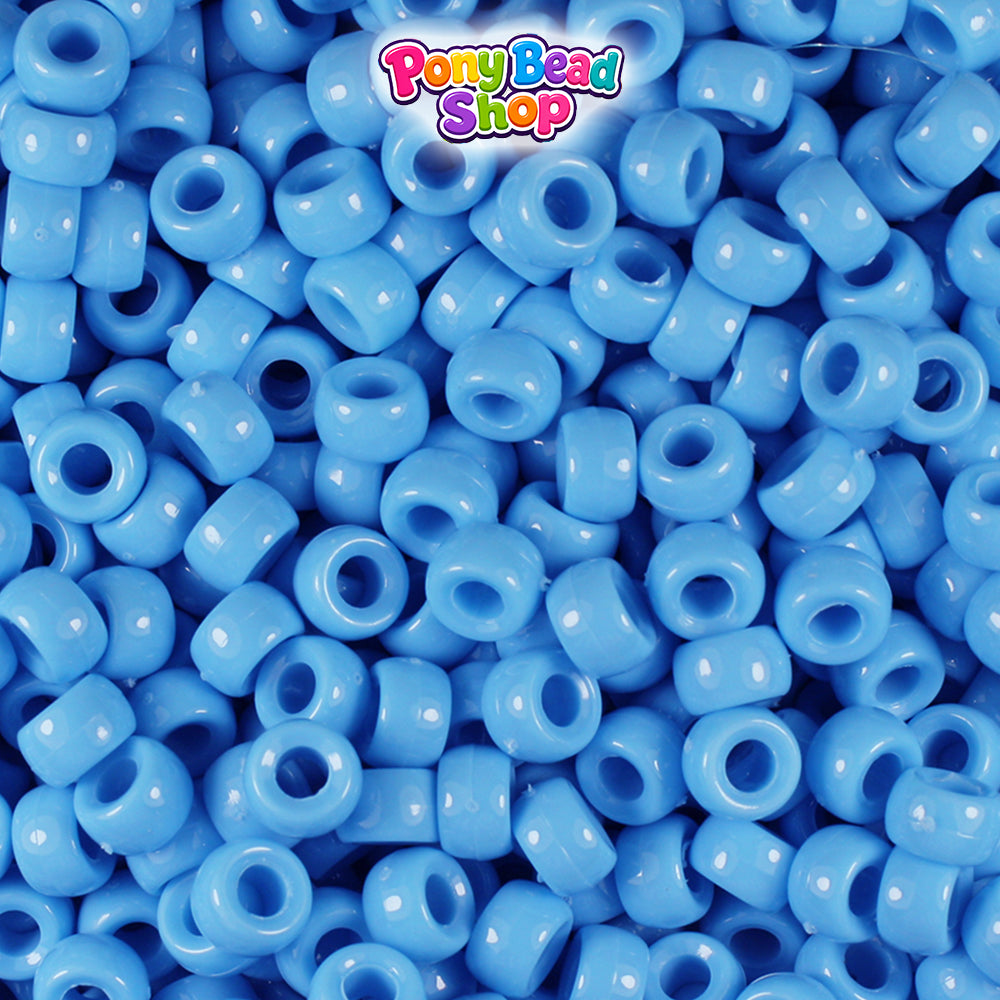 Baby Blue Opaque 6.5mm Mini Barrel Plastic Pony Beads (1000pcs)