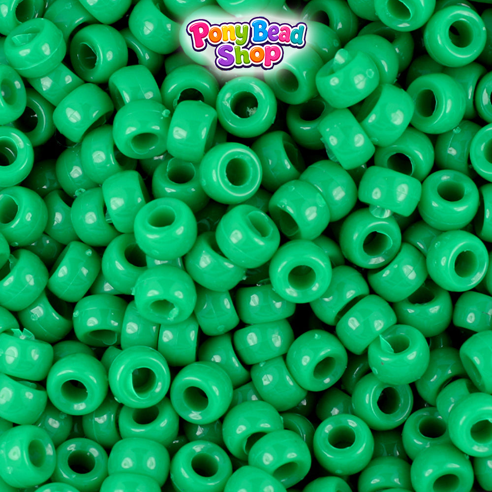 Green Opaque 6.5mm Mini Barrel Plastic Pony Beads (1000pcs)