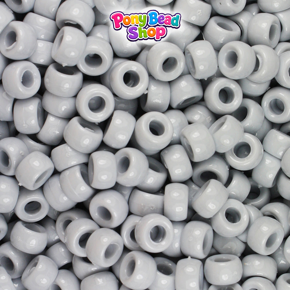 Grey Opaque 6.5mm Mini Barrel Plastic Pony Beads (1000pcs)