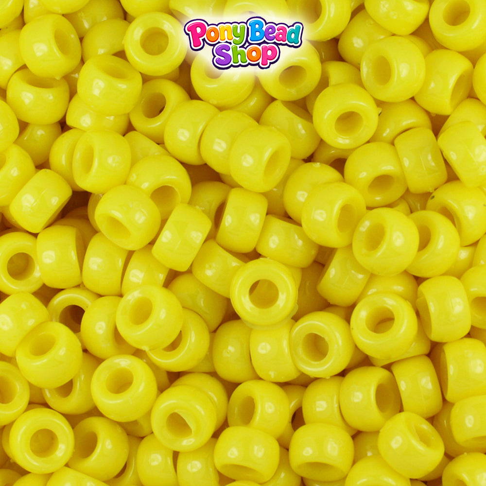 Yellow Opaque 6.5mm Mini Barrel Plastic Pony Beads (1000pcs)