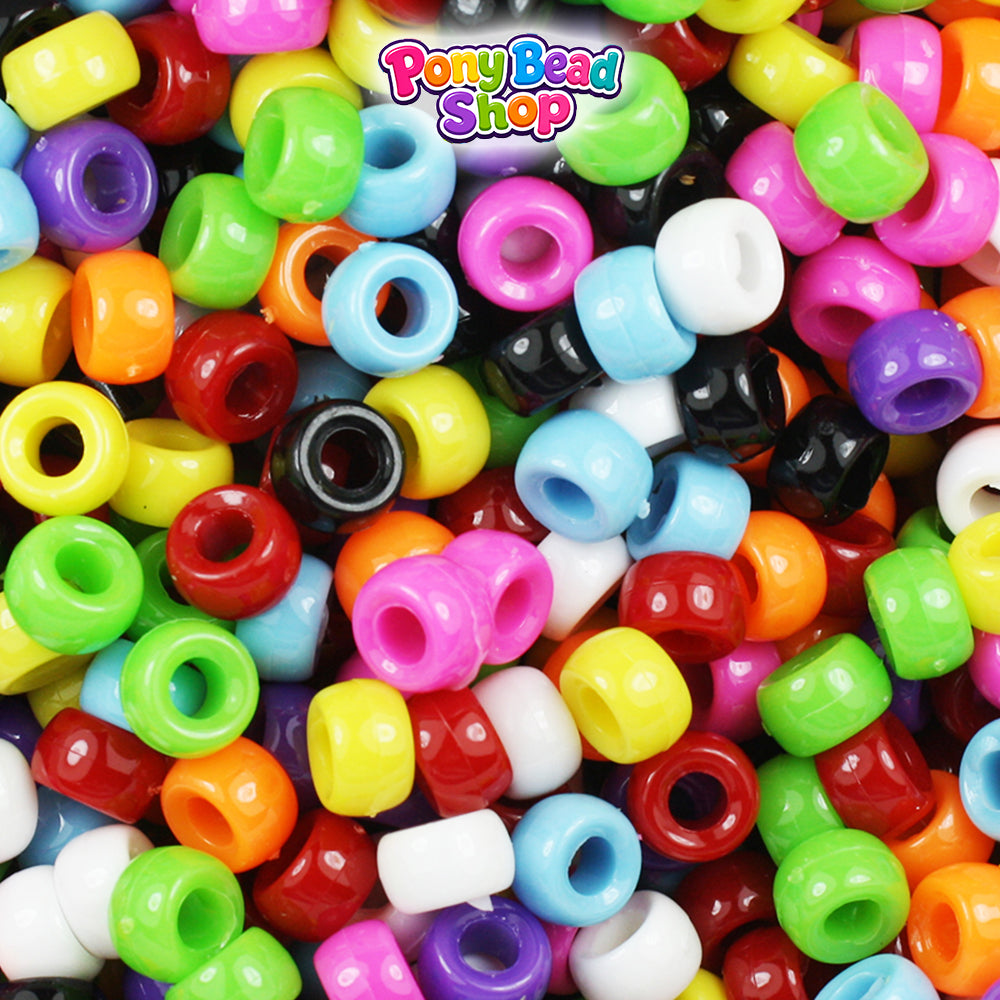 Opaque Mix 6.5mm Mini Barrel Plastic Pony Beads (1000pcs)
