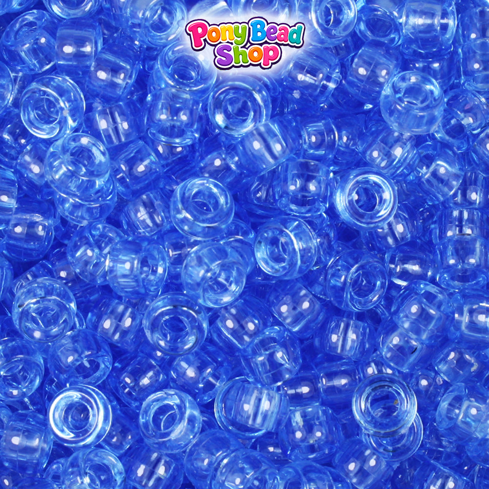 Medium Sapphire Transparent 6.5mm Mini Barrel Plastic Pony Beads (1000pcs)