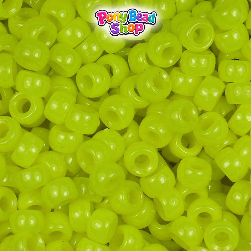 Lemon Neon Bright 6.5mm Mini Barrel Plastic Pony Beads (1000pcs)