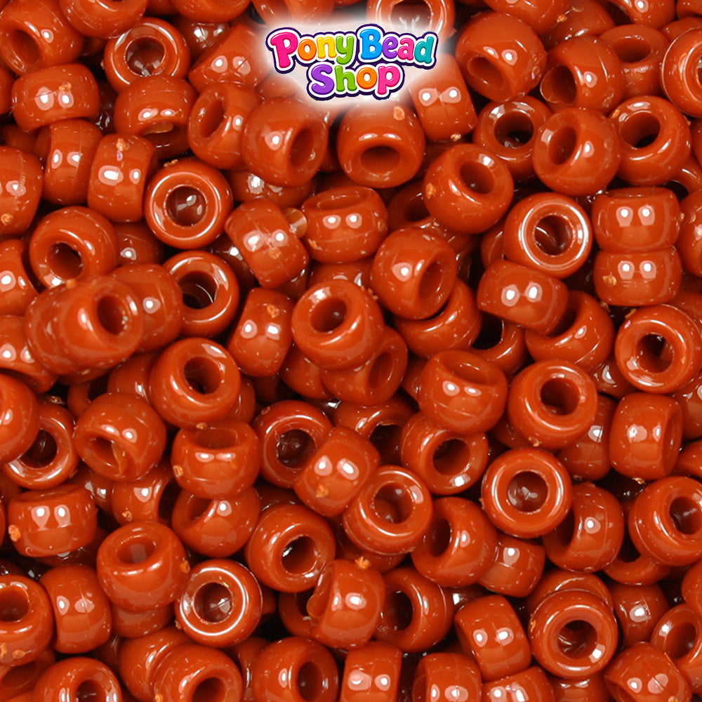 Rust Opaque 6.5mm Mini Barrel Plastic Pony Beads (1000pcs)