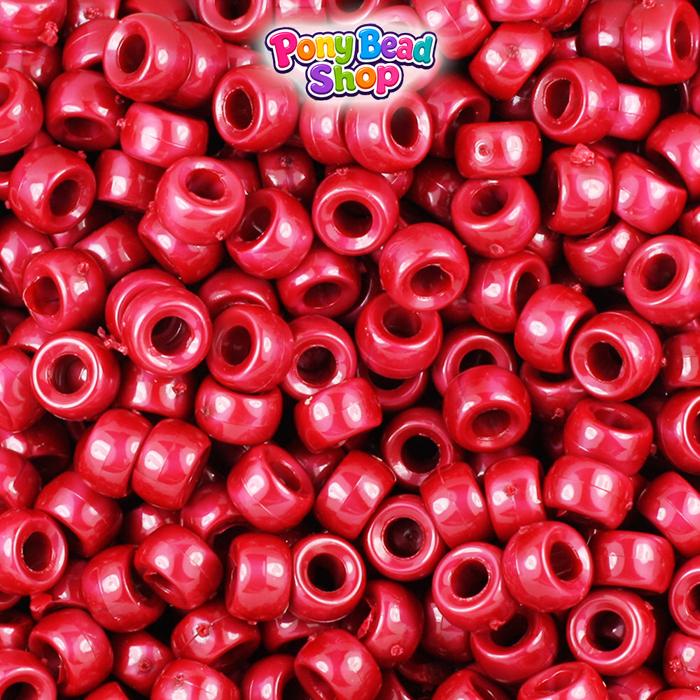 Red Pearl 6.5mm Mini Barrel Plastic Pony Beads (1000pcs)