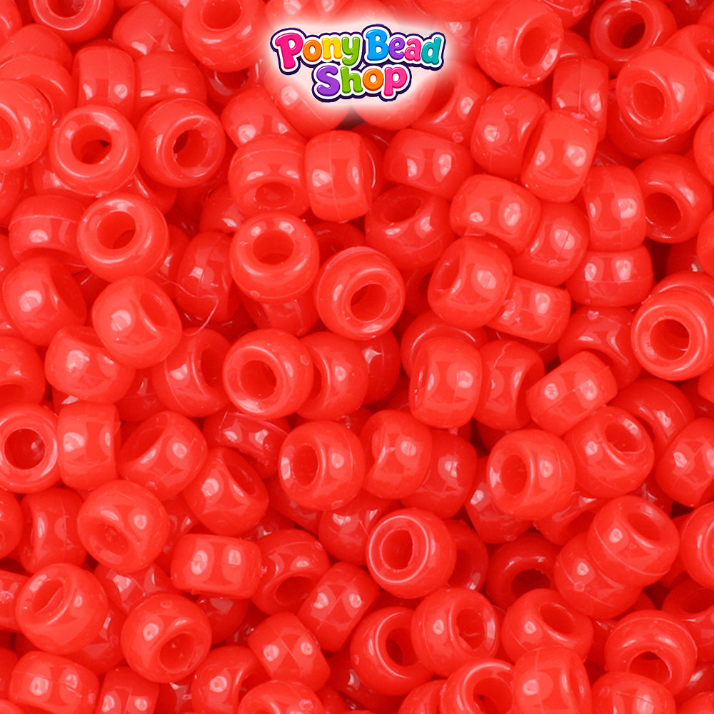 Bright Red Opaque 6.5mm Mini Barrel Plastic Pony Beads (1000pcs)
