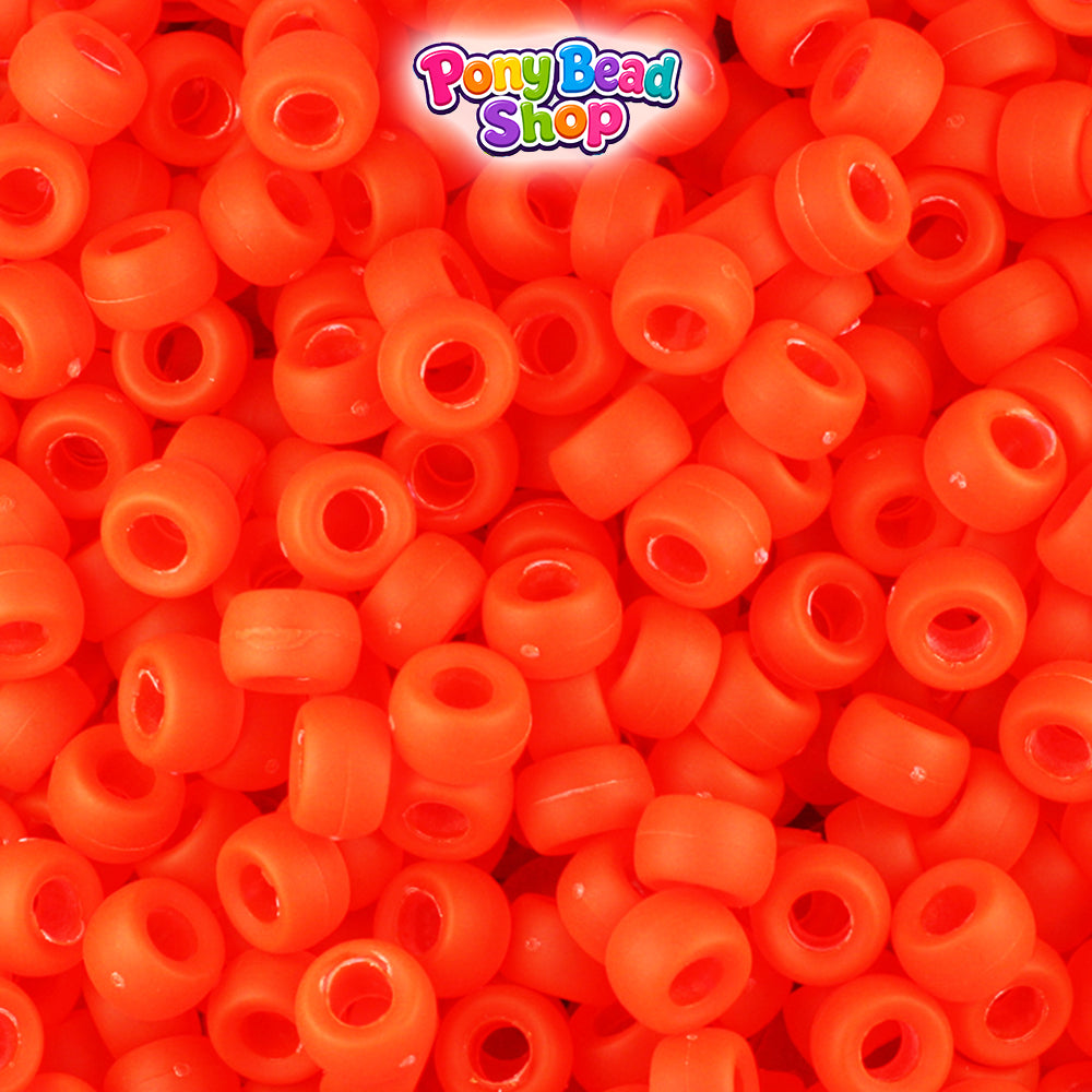 Fire Red Frosted 6.5mm Mini Barrel Plastic Pony Beads (1000pcs)