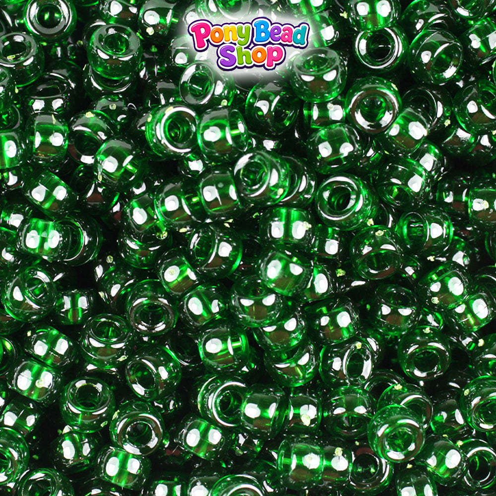 True Emerald Transparent 6.5mm Mini Barrel Plastic Pony Beads (1000pcs)