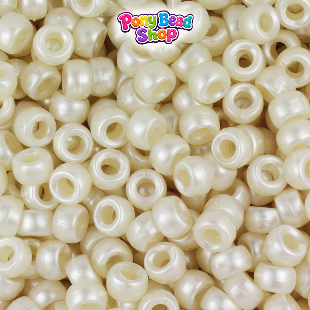 Natural Pearl 6.5mm Mini Barrel Plastic Pony Beads (1000pcs)