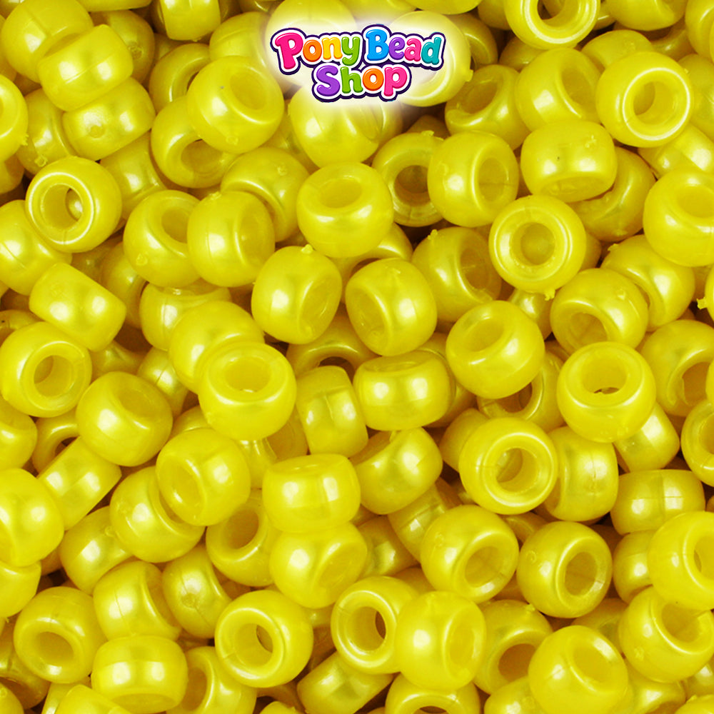 Yellow Pearl 6.5mm Mini Barrel Plastic Pony Beads (1000pcs)